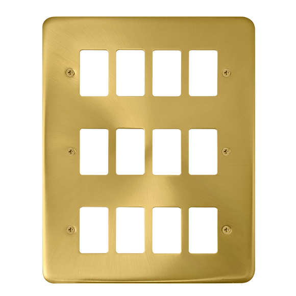 Click® Scolmore GridPro® DPSB20512 12 Gang GridPro® Frontplate - Satin Brass Satin Brass  Insert