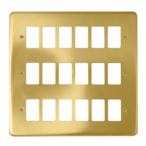 Click® Scolmore GridPro® DPSB20518 18 Gang GridPro® Frontplate - Satin Brass Satin Brass  Insert