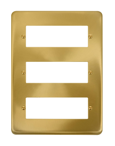 Click® Scolmore Deco Plus® DPSB518 3 Tier MiniGrid® Unfurnished Plate - 18 Apertures Satin Brass  Insert