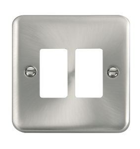 Click® Scolmore GridPro® DPSC20402 2 Gang GridPro® Frontplate - Satin Chrome Satin Chrome  Insert