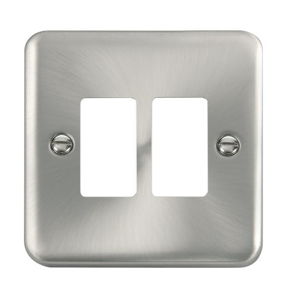 Click® Scolmore GridPro® DPSC20402 2 Gang GridPro® Frontplate - Satin Chrome Satin Chrome  Insert