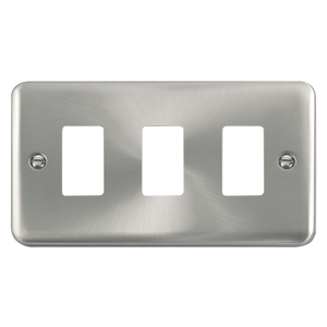 Click® Scolmore GridPro® DPSC20403 3 Gang GridPro® Frontplate - Satin Chrome Satin Chrome  Insert