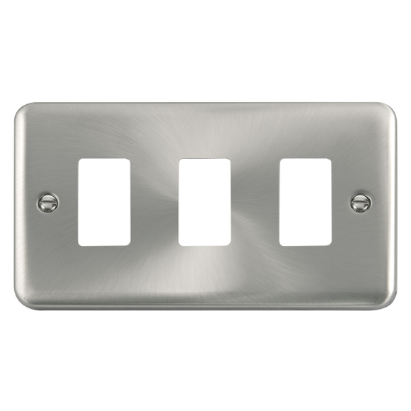 Click® Scolmore GridPro® DPSC20403 3 Gang GridPro® Frontplate - Satin Chrome Satin Chrome  Insert