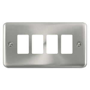 Click® Scolmore GridPro® DPSC20404 4 Gang GridPro® Frontplate - Satin Chrome Satin Chrome  Insert