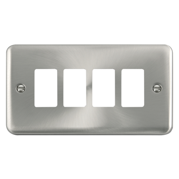 Click® Scolmore GridPro® DPSC20404 4 Gang GridPro® Frontplate - Satin Chrome Satin Chrome  Insert