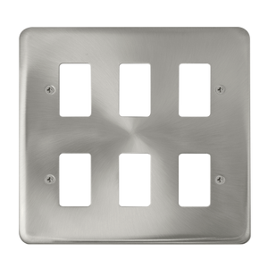 Click® Scolmore GridPro® DPSC20506 6 Gang GridPro® Frontplate - Satin Chrome Satin Chrome  Insert