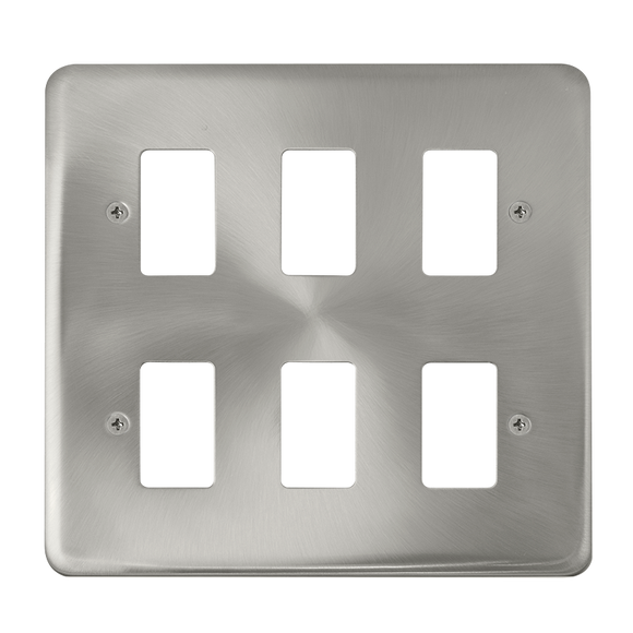 Click® Scolmore GridPro® DPSC20506 6 Gang GridPro® Frontplate - Satin Chrome Satin Chrome  Insert