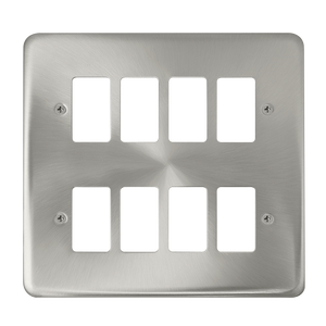 Click® Scolmore GridPro® DPSC20508 8 Gang GridPro® Frontplate - Satin Chrome Satin Chrome  Insert