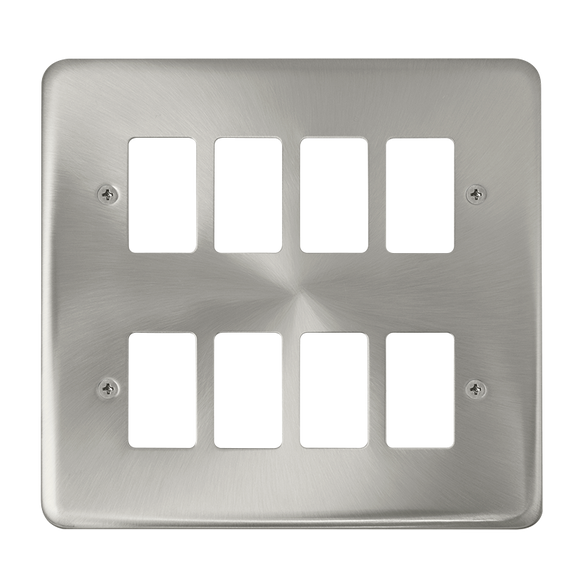 Click® Scolmore GridPro® DPSC20508 8 Gang GridPro® Frontplate - Satin Chrome Satin Chrome  Insert