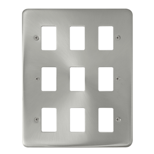 Click® Scolmore GridPro® DPSC20509 9 Gang GridPro® Frontplate - Satin Chrome Satin Chrome  Insert