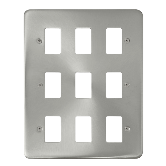 Click® Scolmore GridPro® DPSC20509 9 Gang GridPro® Frontplate - Satin Chrome Satin Chrome  Insert