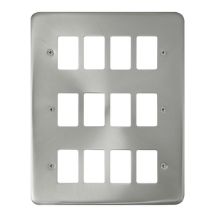 Click® Scolmore GridPro® DPSC20512 12 Gang GridPro® Frontplate - Satin Chrome Satin Chrome  Insert