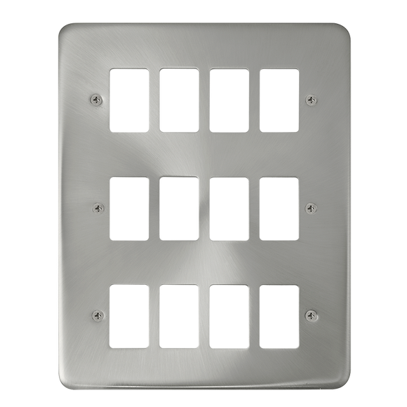 Click® Scolmore GridPro® DPSC20512 12 Gang GridPro® Frontplate - Satin Chrome Satin Chrome  Insert