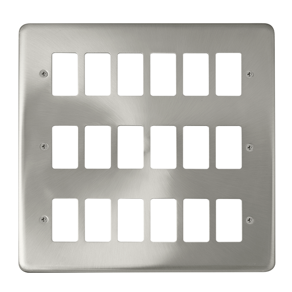 Click® Scolmore GridPro® DPSC20518 18 Gang GridPro® Frontplate - Satin Chrome Satin Chrome  Insert