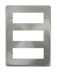 Click® Scolmore Deco Plus® DPSC518 3 Tier MiniGrid® Unfurnished Plate - 18 Apertures Satin Chrome  Insert