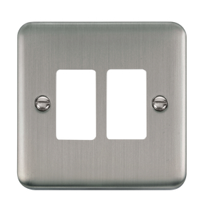 Click® Scolmore GridPro® DPSS20402 2 Gang GridPro® Frontplate - Stainless Steel Stainless Steel  Insert