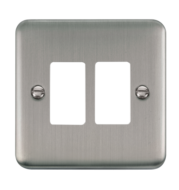 Click® Scolmore GridPro® DPSS20402 2 Gang GridPro® Frontplate - Stainless Steel Stainless Steel  Insert