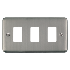 Click® Scolmore GridPro® DPSS20403 3 Gang GridPro® Frontplate - Stainless Steel Stainless Steel  Insert