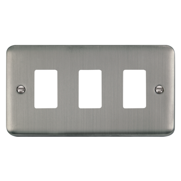 Click® Scolmore GridPro® DPSS20403 3 Gang GridPro® Frontplate - Stainless Steel Stainless Steel  Insert