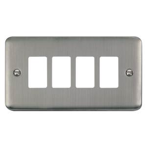 Click® Scolmore GridPro® DPSS20404 4 Gang GridPro® Frontplate - Stainless Steel Stainless Steel  Insert