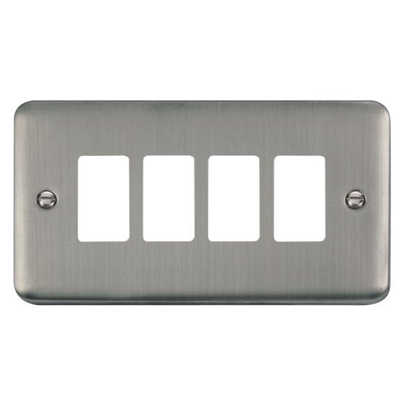 Click® Scolmore GridPro® DPSS20404 4 Gang GridPro® Frontplate - Stainless Steel Stainless Steel  Insert