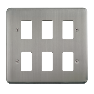 Click® Scolmore GridPro® DPSS20506 6 Gang GridPro® Frontplate - Stainless Steel Stainless Steel  Insert