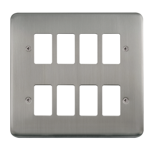 Click® Scolmore GridPro® DPSS20508 8 Gang GridPro® Frontplate - Stainless Steel Stainless Steel  Insert