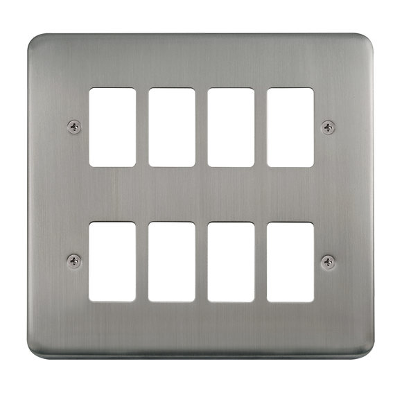 Click® Scolmore GridPro® DPSS20508 8 Gang GridPro® Frontplate - Stainless Steel Stainless Steel  Insert