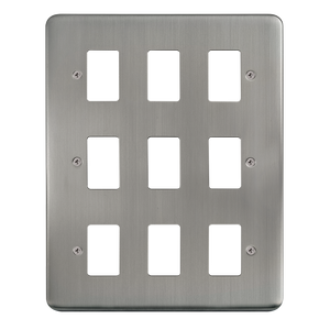 Click® Scolmore GridPro® DPSS20509 9 Gang GridPro® Frontplate - Stainless Steel Stainless Steel  Insert