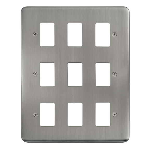 Click® Scolmore GridPro® DPSS20509 9 Gang GridPro® Frontplate - Stainless Steel Stainless Steel  Insert