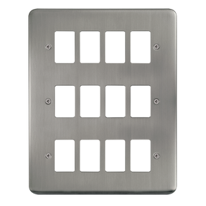 Click® Scolmore GridPro® DPSS20512 12 Gang GridPro® Frontplate - Stainless Steel Stainless Steel  Insert