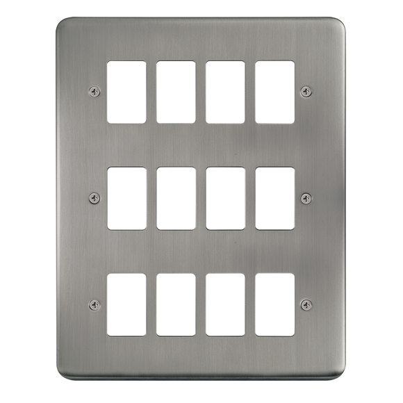 Click® Scolmore GridPro® DPSS20512 12 Gang GridPro® Frontplate - Stainless Steel Stainless Steel  Insert