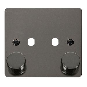 Click® Scolmore Define® FPBN152PL 2 Gang Dimmer Plate & Knobs (800W Max) - 2 Apertures Black Nickel  Insert