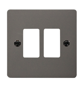 Click® Scolmore GridPro® FPBN20402 2 Gang GridPro® Frontplate - Black Nickel Black Nickel  Insert