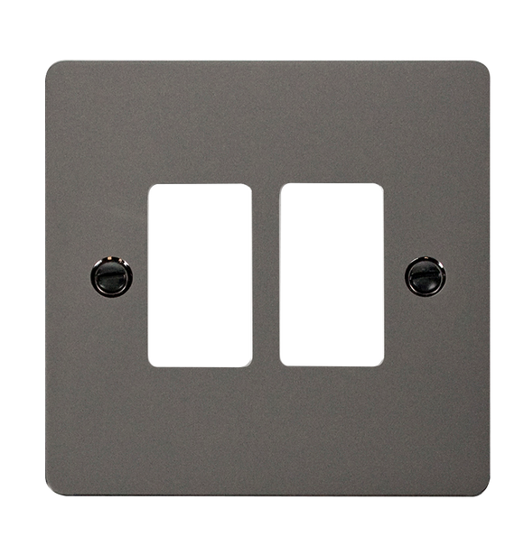 Click® Scolmore GridPro® FPBN20402 2 Gang GridPro® Frontplate - Black Nickel Black Nickel  Insert