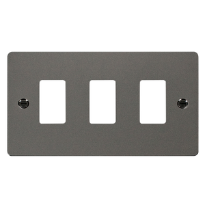 Click® Scolmore GridPro® FPBN20403 3 Gang GridPro® Frontplate - Black Nickel Black Nickel  Insert