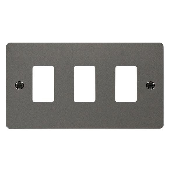 Click® Scolmore GridPro® FPBN20403 3 Gang GridPro® Frontplate - Black Nickel Black Nickel  Insert