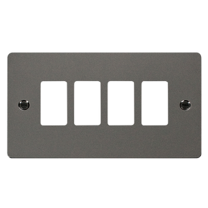 Click® Scolmore GridPro® FPBN20404 4 Gang GridPro® Frontplate - Black Nickel Black Nickel  Insert