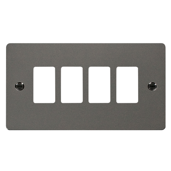 Click® Scolmore GridPro® FPBN20404 4 Gang GridPro® Frontplate - Black Nickel Black Nickel  Insert