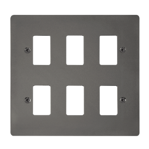 Click® Scolmore GridPro® FPBN20506 6 Gang GridPro® Frontplate - Black Nickel Black Nickel  Insert