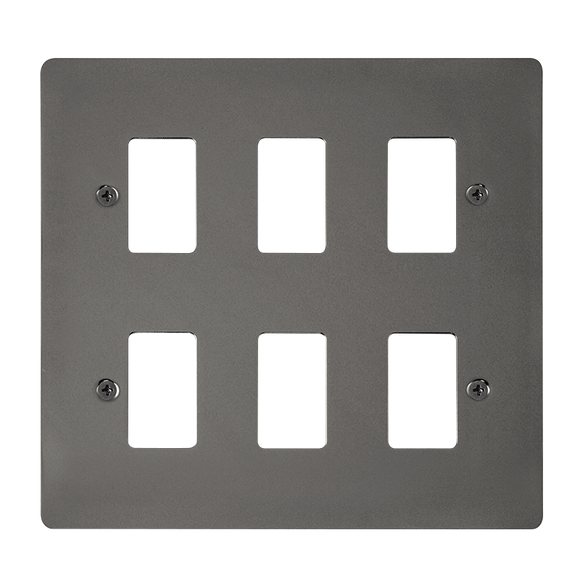 Click® Scolmore GridPro® FPBN20506 6 Gang GridPro® Frontplate - Black Nickel Black Nickel  Insert