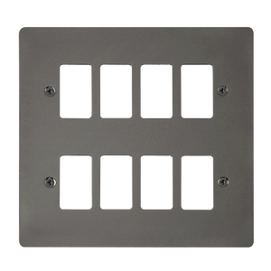 Click® Scolmore GridPro® FPBN20508 8 Gang GridPro® Frontplate - Black Nickel Black Nickel  Insert