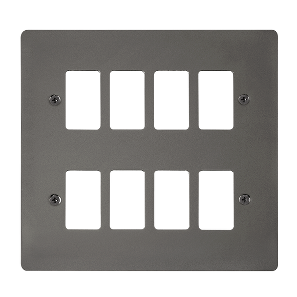 Click® Scolmore GridPro® FPBN20508 8 Gang GridPro® Frontplate - Black Nickel Black Nickel  Insert