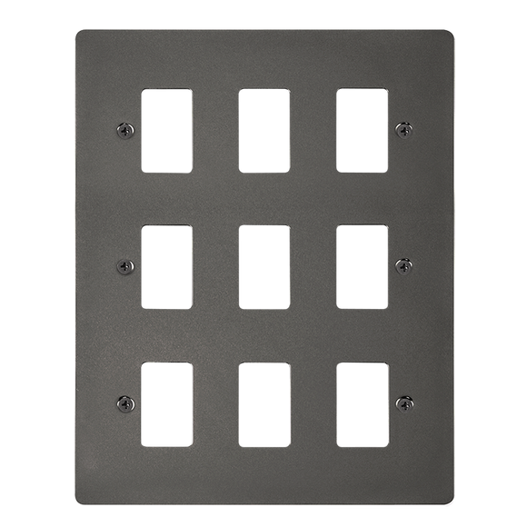 Click® Scolmore GridPro® FPBN20509 9 Gang GridPro® Frontplate - Black Nickel Black Nickel  Insert