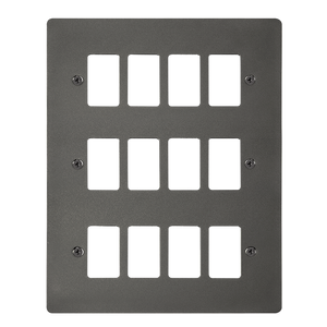 Click® Scolmore GridPro® FPBN20512 12 Gang GridPro® Frontplate - Black Nickel Black Nickel  Insert