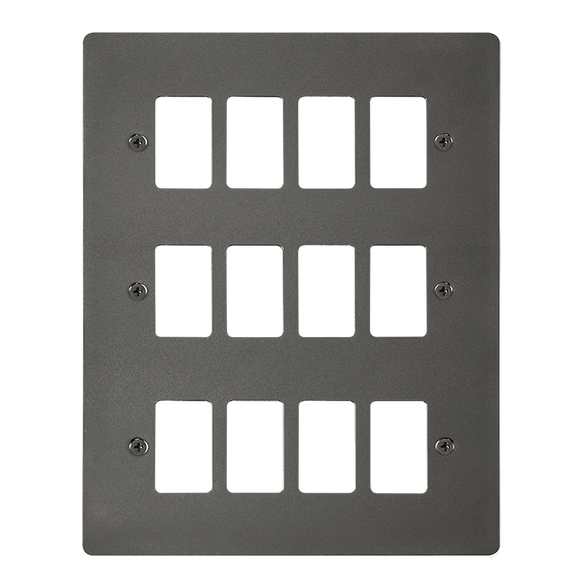 Click® Scolmore GridPro® FPBN20512 12 Gang GridPro® Frontplate - Black Nickel Black Nickel  Insert