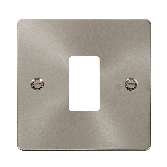 Click® Scolmore GridPro® FPBS20401 1 Gang GridPro® Frontplate - Brushed Stainless Brushed Stainless  Insert