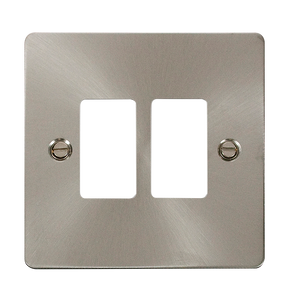 Click® Scolmore GridPro® FPBS20402 2 Gang GridPro® Frontplate - Brushed Stainless Brushed Stainless  Insert