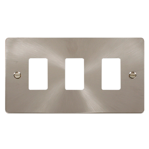 Click® Scolmore GridPro® FPBS20403 3 Gang GridPro® Frontplate - Brushed Stainless Brushed Stainless  Insert