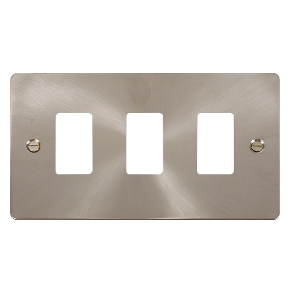 Click® Scolmore GridPro® FPBS20403 3 Gang GridPro® Frontplate - Brushed Stainless Brushed Stainless  Insert